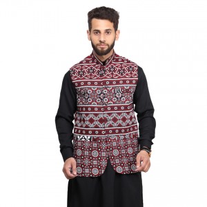 Kamaal Khan Ajrak WaistCoat For Men - KK-36-3